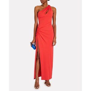 NICHOLAS Kinley Gown Coral Punch Red One Shoulder